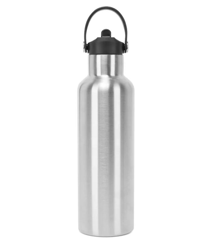 TriDri® TriDri® TriDri® Vacuum sports water bottle with flip-up straw in Brushed Steel