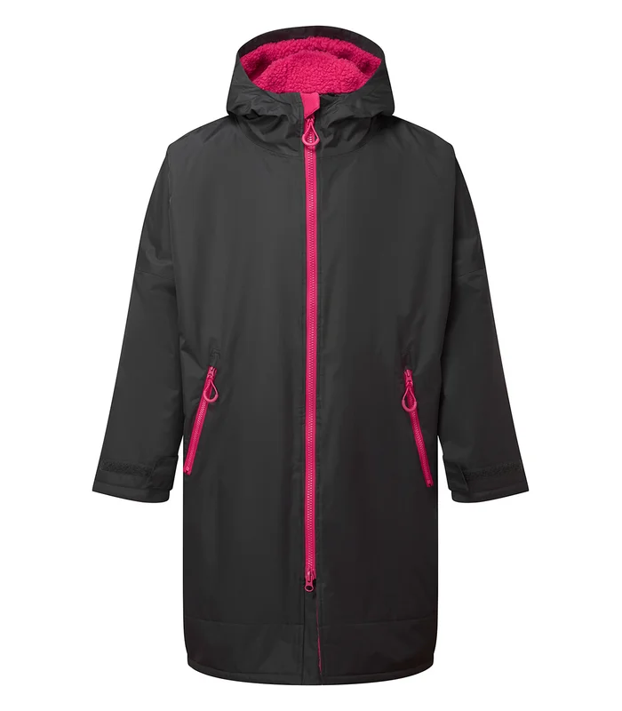 TriDri® TriDri® TriDri® All-seasons waterproof changing robe in Charcoal/Hot Pink