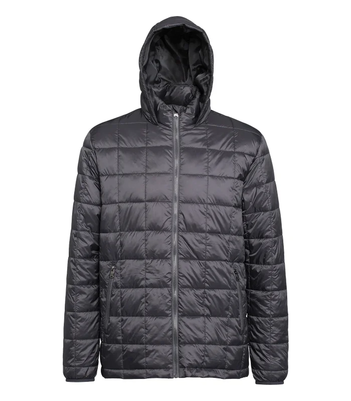 2786 2786 Box quilt hooded jacket in Steel
