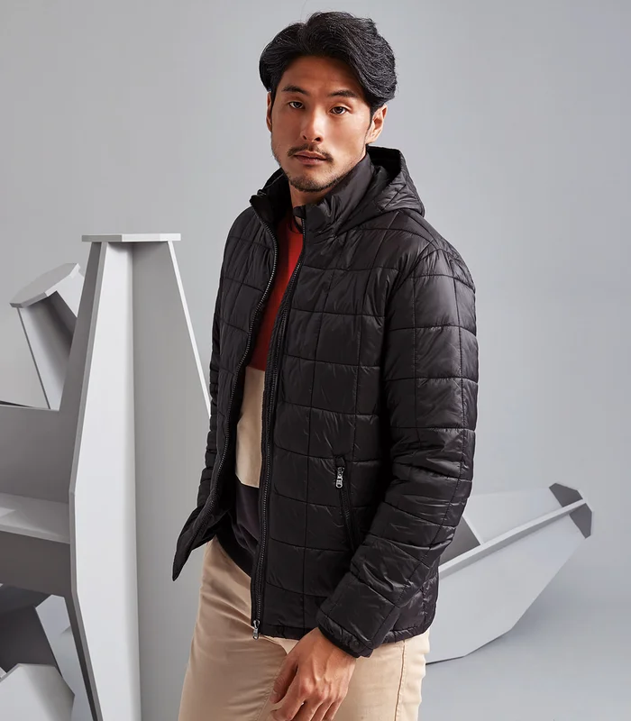 2786 2786 Box quilt hooded jacket in Black