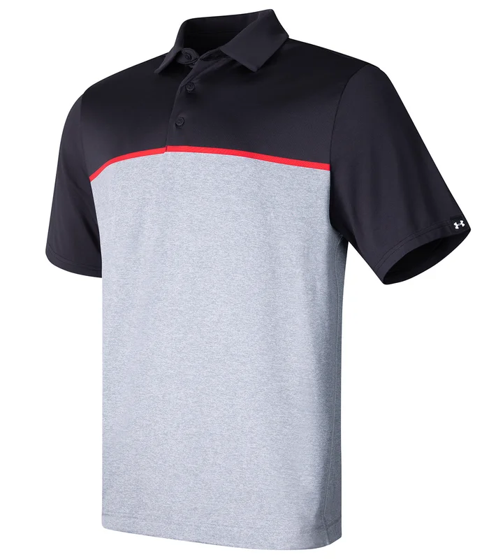 Under Armour Golf Under Armour Golf UA playoff 3.0 stripe polo LB edge lit in Black/Red/Black