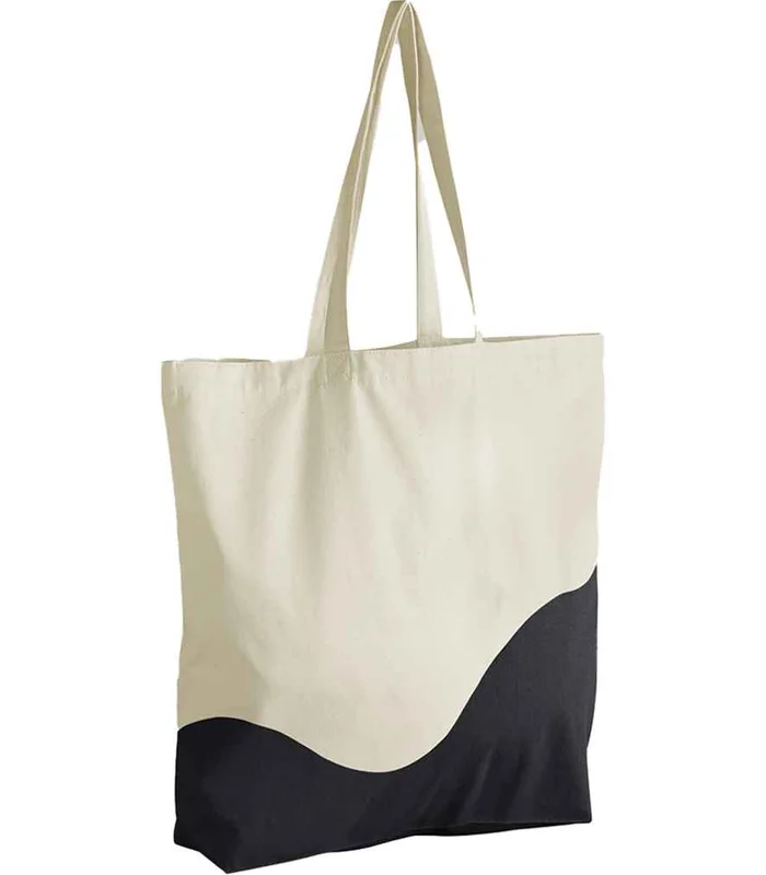 Westford Mill Westford Mill Organic Cotton Wave Print Maxi Tote Bag in NT/BK