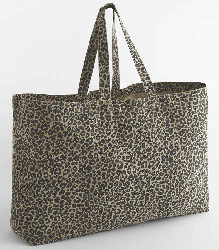 Westford Mill Westford Mill Leopard Print Canvas Oversized Tote Bag in Vintage Leopard Print