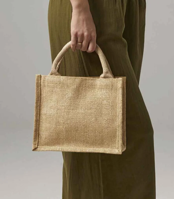 Westford Mill Westford Mill Shimmer Jute Mini Gift Bag in NTG
