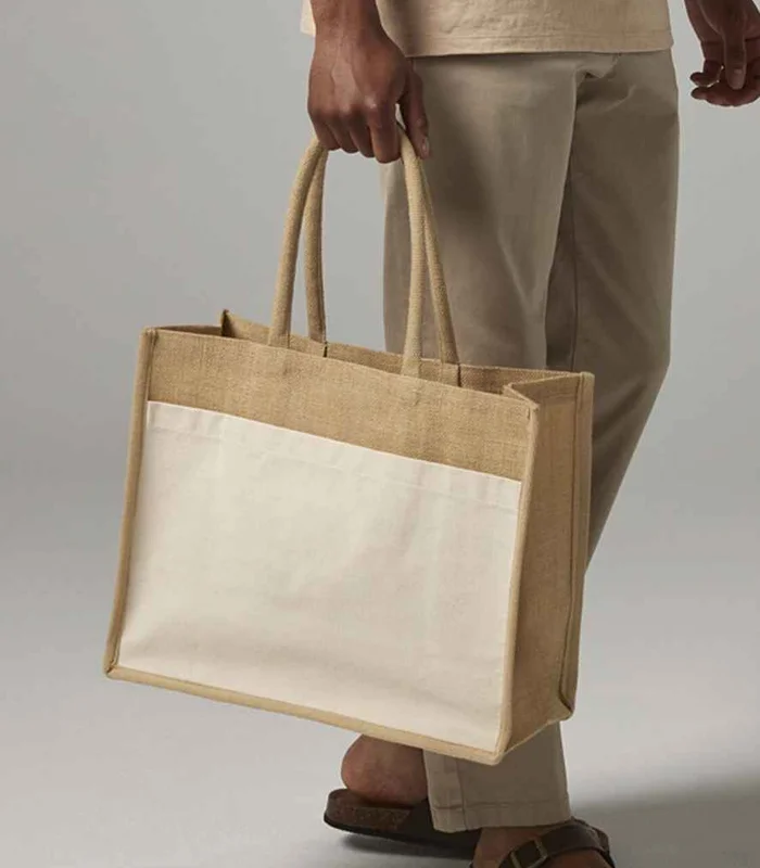 Westford Mill Westford Mill Cotton Pocket Natural Starched Jute Shopper in NAT