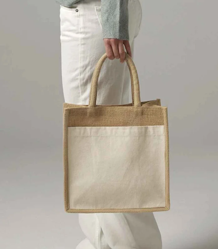 Westford Mill Westford Mill Cotton Pocket Natural Starched Jute Midi Tote Bag in NAT