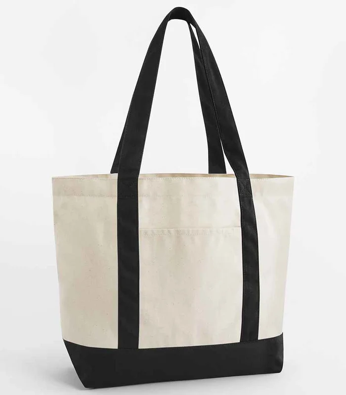Westford Mill Westford Mill EarthAware® Organic Varsity Shopper in Natural/Black