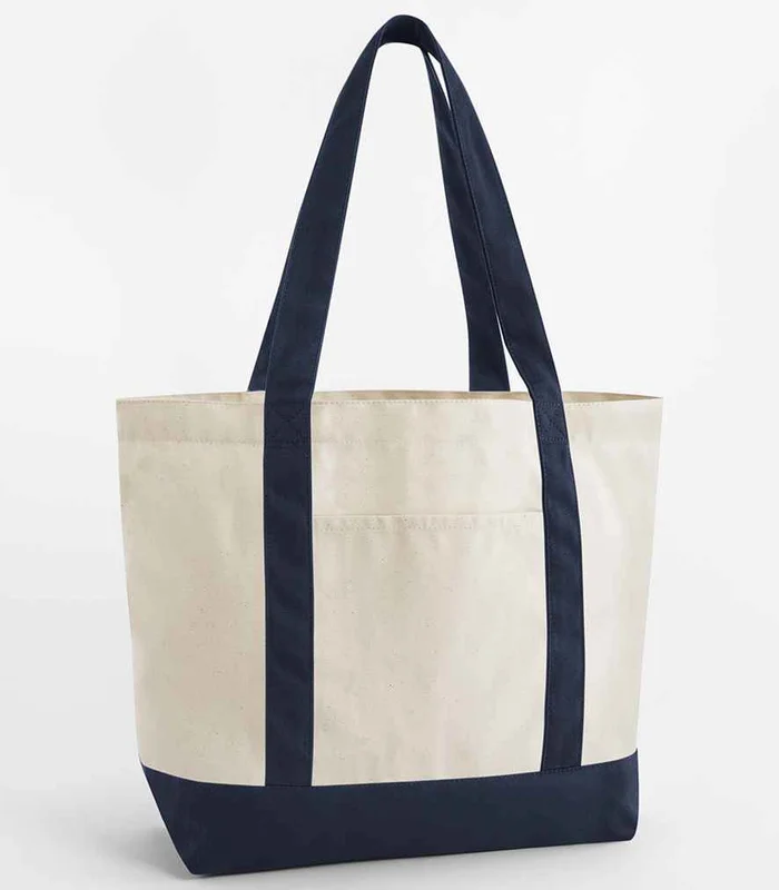 Westford Mill Westford Mill EarthAware® Organic Varsity Shopper in Natural/French Navy
