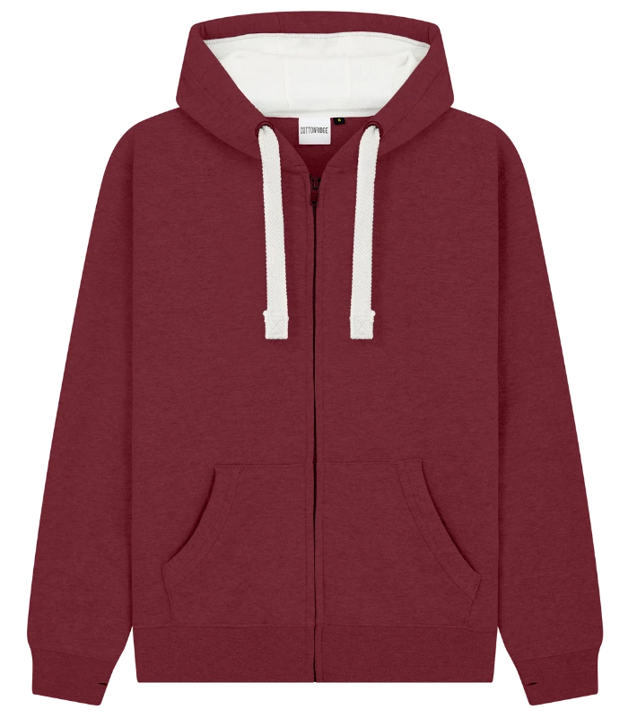 Cotton Ridge Comet Ultra Premium Zip Hoodie in Wine Melange