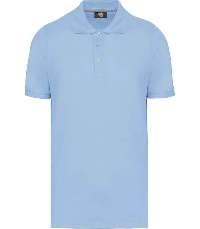 WK Designed To Work WK Designed to Work Anti-Bacterial Piqué Polo Shirt in Sky Blue