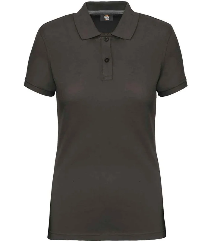 WK Designed To Work WK Designed to Work Ladies Anti-Bacterial Piqué Polo Shirt in Dark Grey
