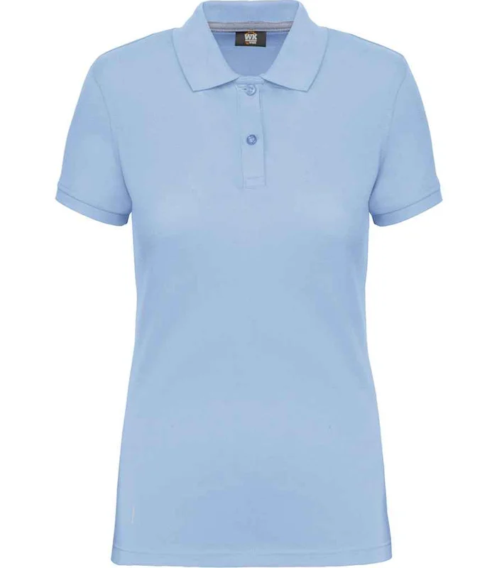 WK Designed To Work WK Designed to Work Ladies Anti-Bacterial Piqué Polo Shirt in Sky Blue
