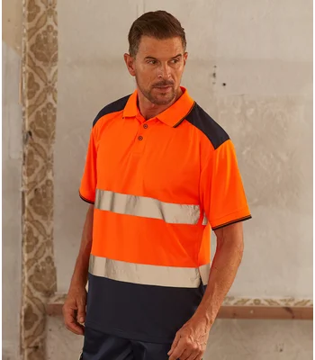 YOKO Yoko Two Tone Short Sleeve Polo Shirt in OR/NV