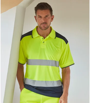 YOKO Yoko Two Tone Short Sleeve Polo Shirt in OR/NV
