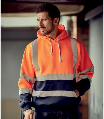 YOKO Yoko Hi-Vis Pull Over Hoodie in NAV