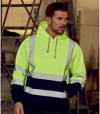 YOKO Yoko Hi-Vis Pull Over Hoodie in YL/NV