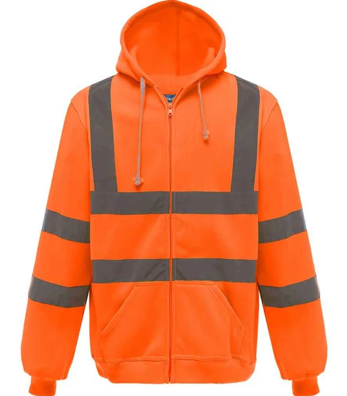 YOKO Yoko Hi-Vis Zip Hoodie in ORA