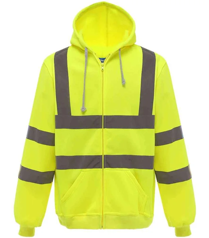 YOKO Yoko Hi-Vis Zip Hoodie in YEL