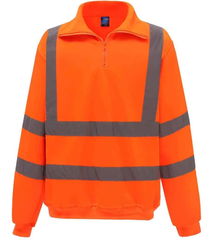 YOKO Yoko Hi-Vis Zip Neck Sweatshirt in ORA