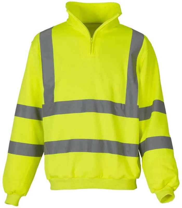 YOKO Yoko Hi-Vis Zip Neck Sweatshirt in YEL