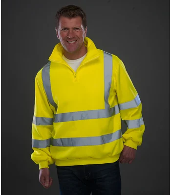YOKO Yoko Hi-Vis Zip Neck Sweatshirt in YEL