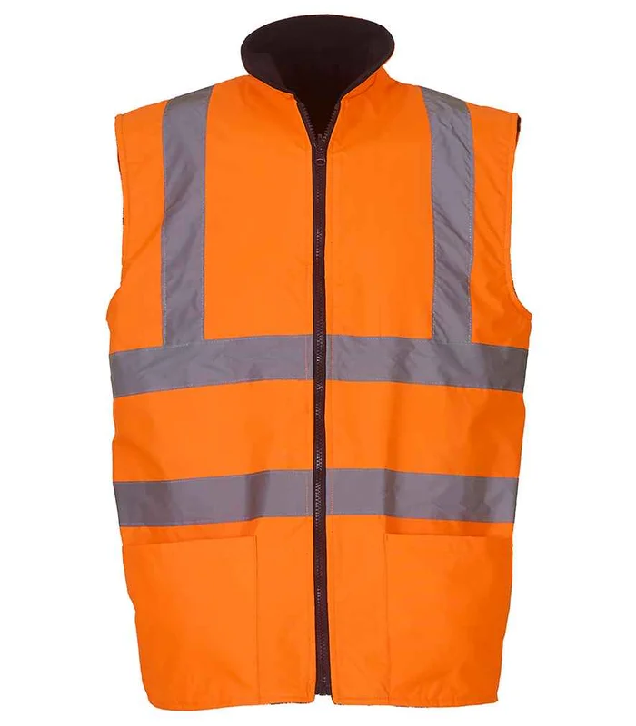 YOKO Yoko Hi-Vis Reversible Fleece Bodywarmer in ORA