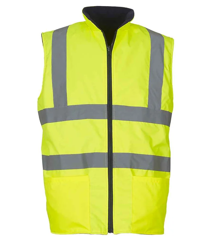 YOKO Yoko Hi-Vis Reversible Fleece Bodywarmer in YEL