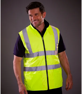 YOKO Yoko Hi-Vis Reversible Fleece Bodywarmer in YEL