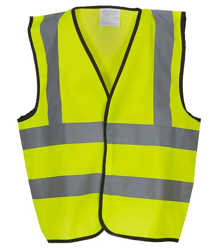 YOKO Yoko Kids Hi-Vis Two Band and Braces Waistcoat in YEL