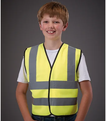 YOKO Yoko Kids Hi-Vis Two Band and Braces Waistcoat in YEL