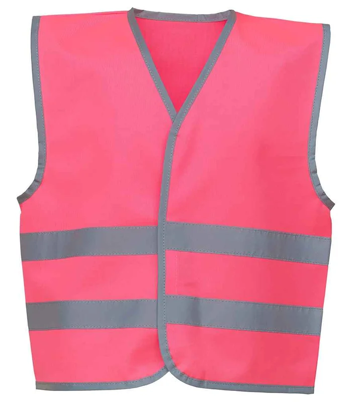 YOKO Yoko Kids Hi-Vis Two Band Waistcoat in PIN