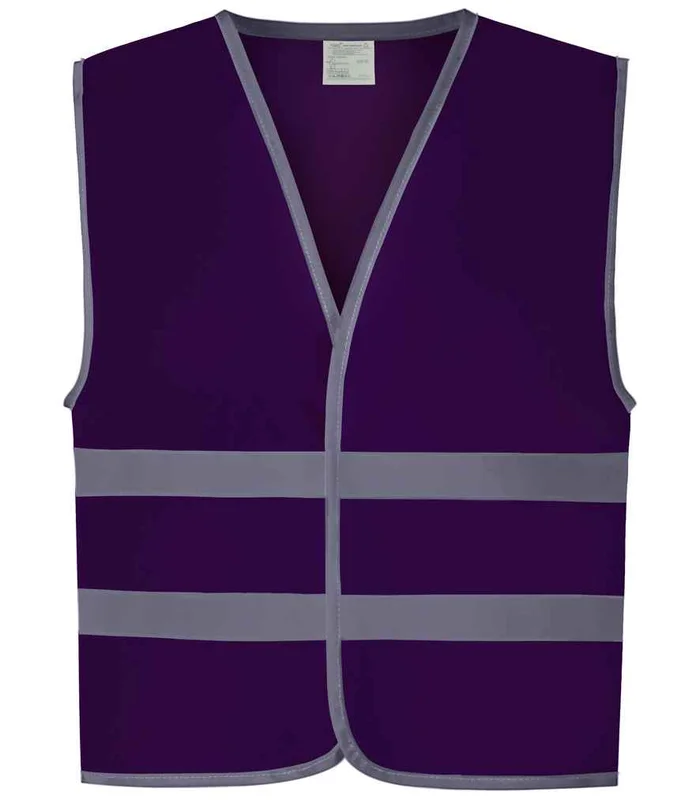 YOKO Yoko Kids Hi-Vis Two Band Waistcoat in PUR