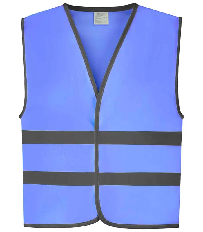 YOKO Yoko Kids Hi-Vis Two Band Waistcoat in SKY