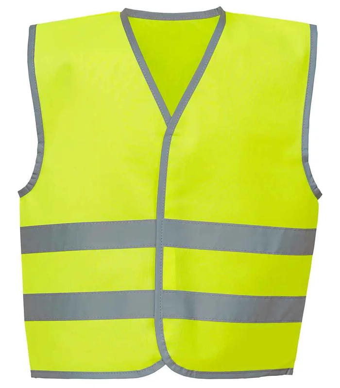 YOKO Yoko Kids Hi-Vis Two Band Waistcoat in YEL