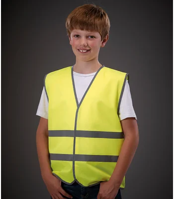 YOKO Yoko Kids Hi-Vis Two Band Waistcoat in YEL