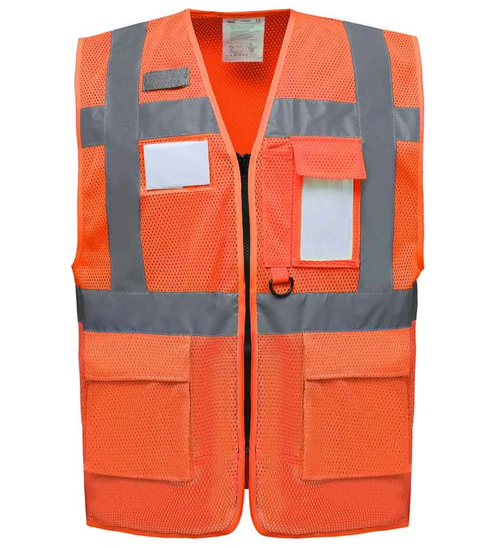 YOKO Yoko Hi-Vis Top Cool Open Mesh Executive Waistcoat in ORA