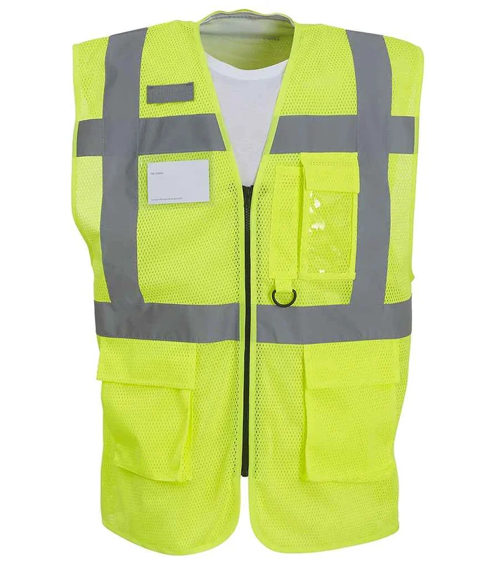 YOKO Yoko Hi-Vis Top Cool Open Mesh Executive Waistcoat in YEL