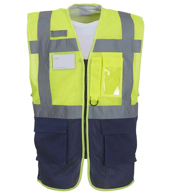 YOKO Yoko Hi-Vis Top Cool Open Mesh Executive Waistcoat in YL/NV