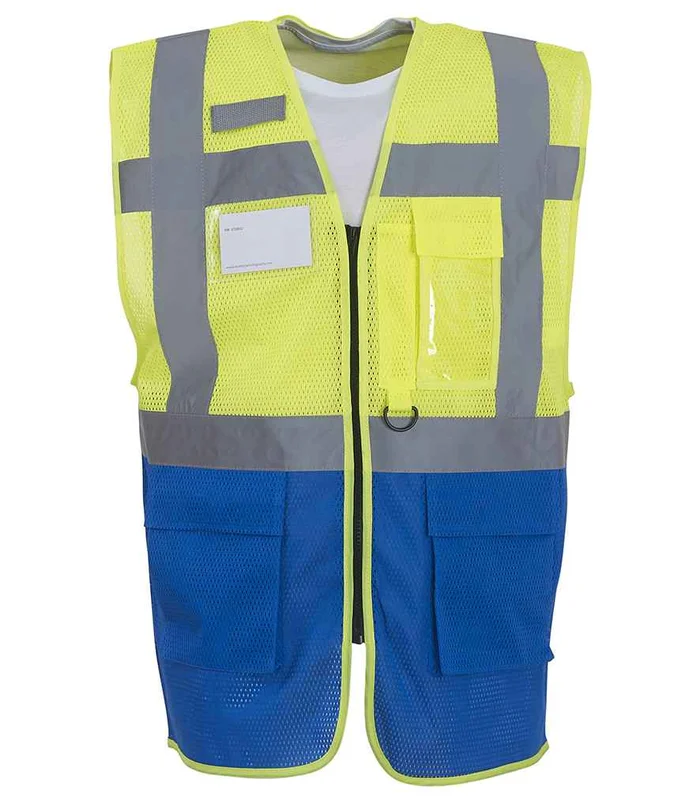 YOKO Yoko Hi-Vis Top Cool Open Mesh Executive Waistcoat in YL/RY