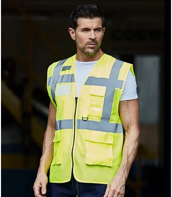YOKO Yoko Hi-Vis Top Cool Open Mesh Executive Waistcoat in YEL