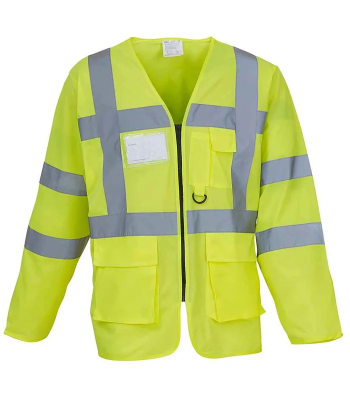YOKO Yoko Hi-Vis Executive Long Sleeve Waistcoat in YEL