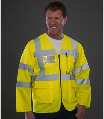 YOKO Yoko Hi-Vis Executive Long Sleeve Waistcoat in YEL