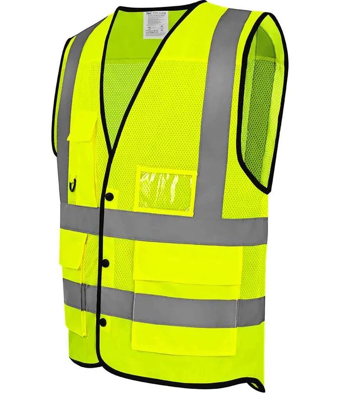 YOKO Yoko Superior Eco Mesh Button Waistcoat in Yellow
