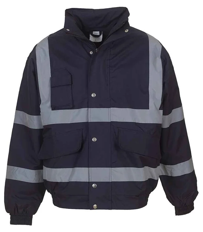 YOKO Yoko Hi-Vis Classic Bomber Jacket in NAV