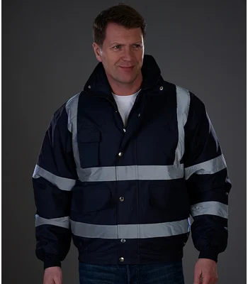 YOKO Yoko Hi-Vis Classic Bomber Jacket in NAV