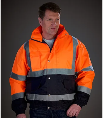 YOKO Yoko Hi-Vis Two Tone Bomber Jacket in OR/NV