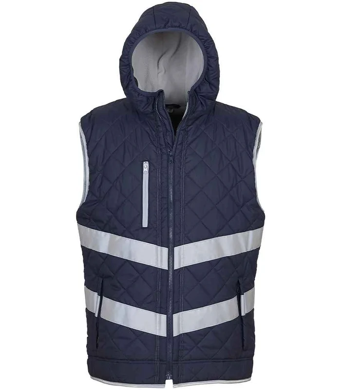 YOKO Yoko Hi-Vis Kensington Hooded Gilet in NAV