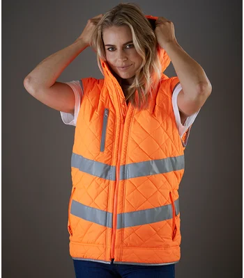 YOKO Yoko Hi-Vis Kensington Hooded Gilet in ORA