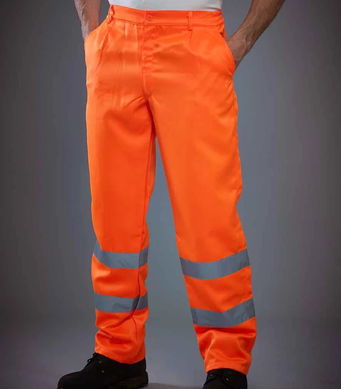 YOKO Yoko Hi-Vis Poly/Cotton Work Trousers in ORA